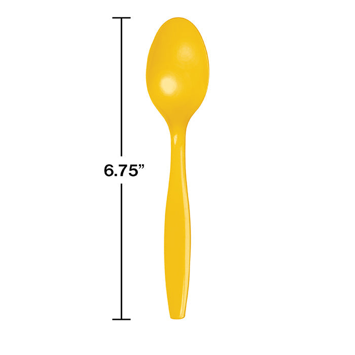 Party Decorations School Bus Yellow Plastic Spoons, 50 ct