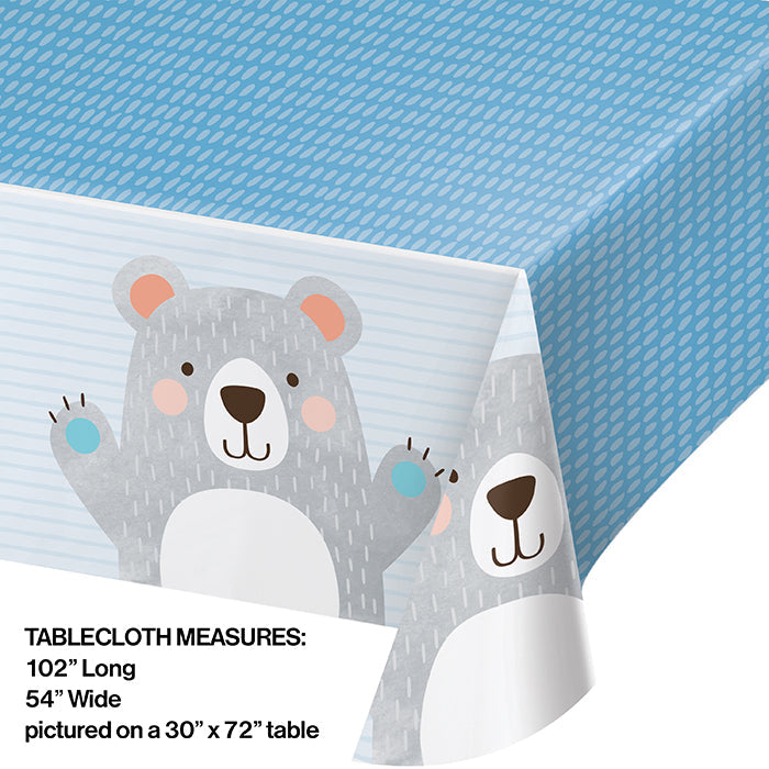 Party Decorations Birthday Bear Plastic Tablecover All Over Print, 54" X 102"