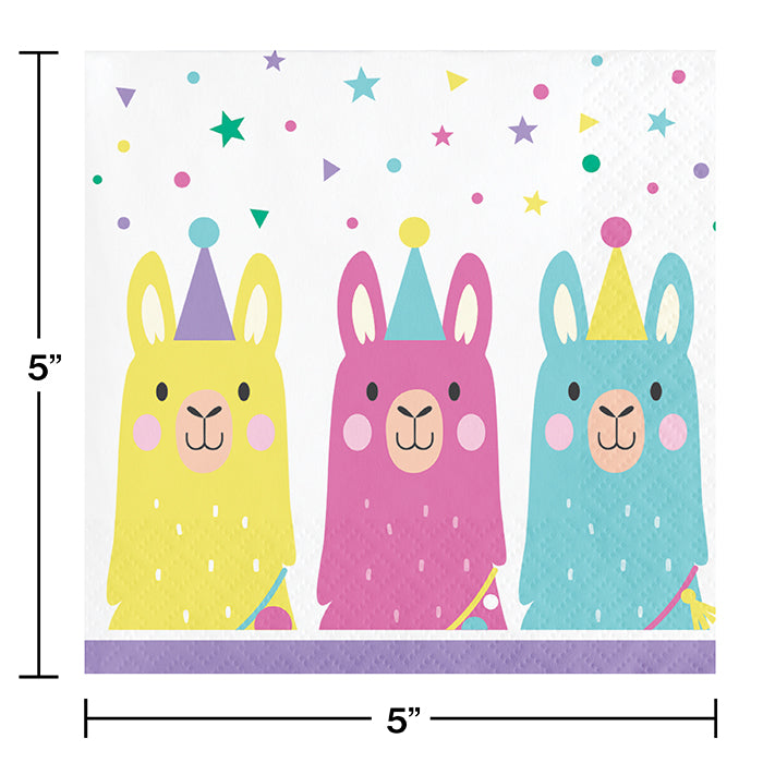 Party Decorations Llama Party Beverage Napkins, 16 ct