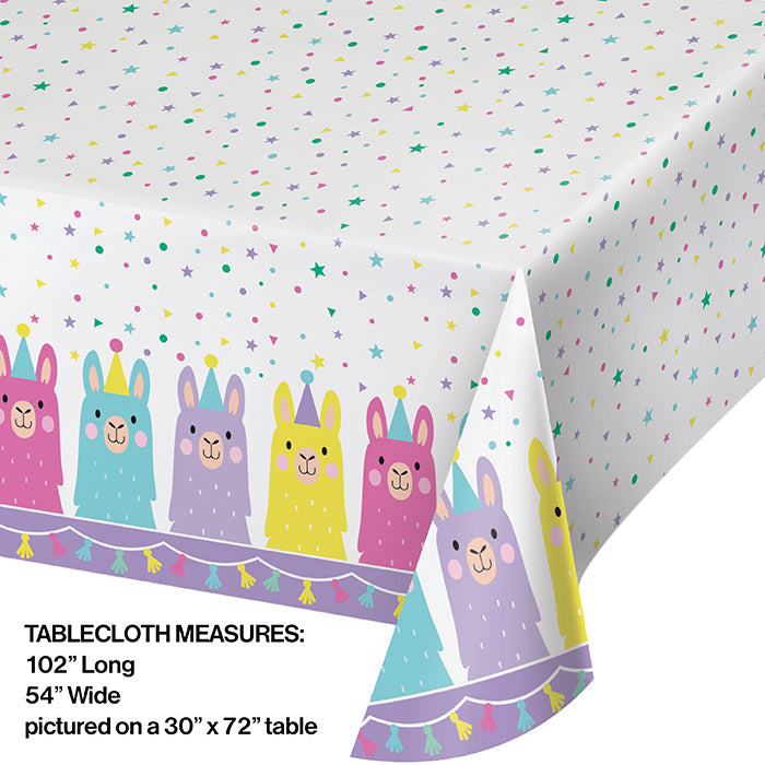 Party Decorations Llama Party Plastic Tablecover All Over Print, 54" X 102"