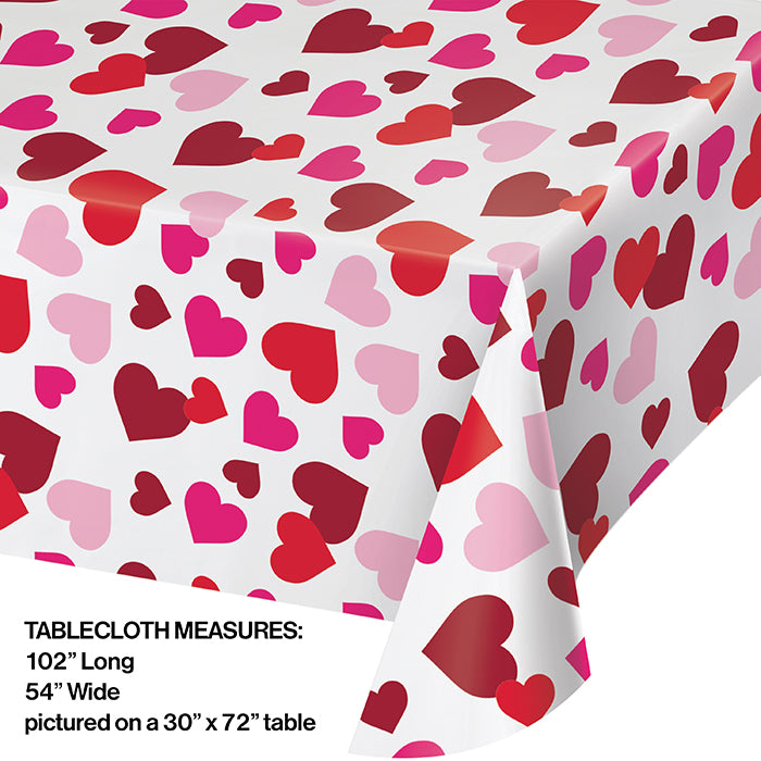 Party Decorations Valentine Plastic Tablecover, 54" X 102" All Over Print