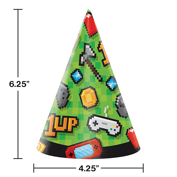 Party Decorations Video Game Party Party Hats, 8 Count