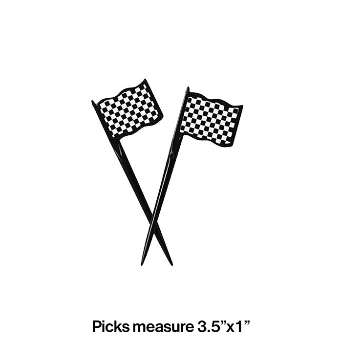 Party Decorations Black And White Check Picks, 12 ct