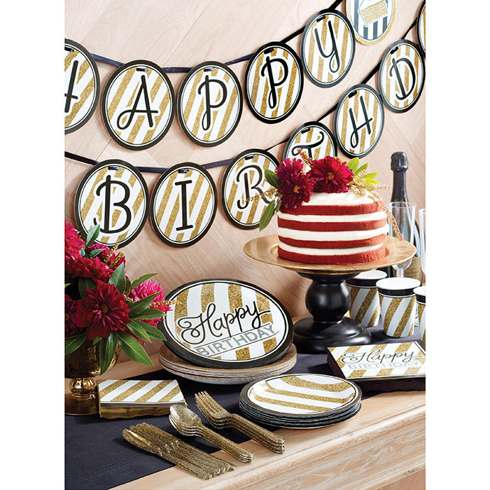 Party Decorations Black And Gold Birthday Napkins, 16 ct