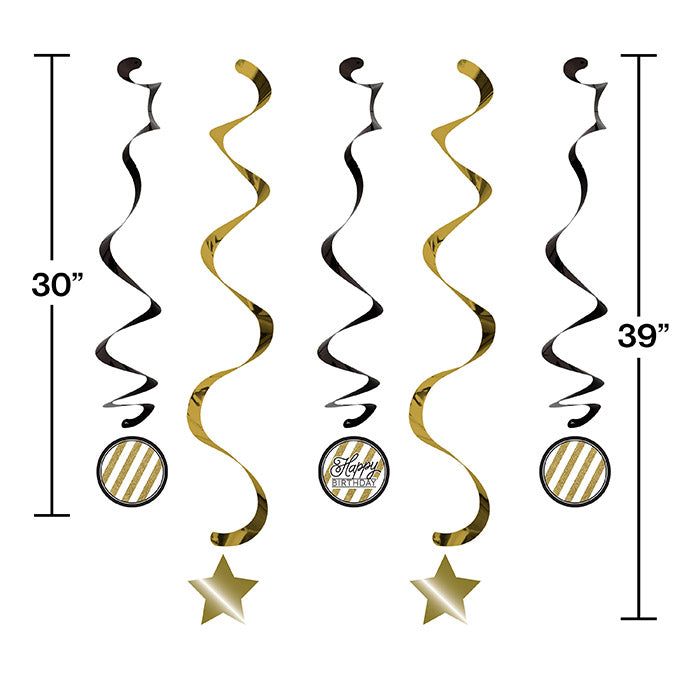 Party Decorations Black And Gold Dizzy Danglers, 5 ct