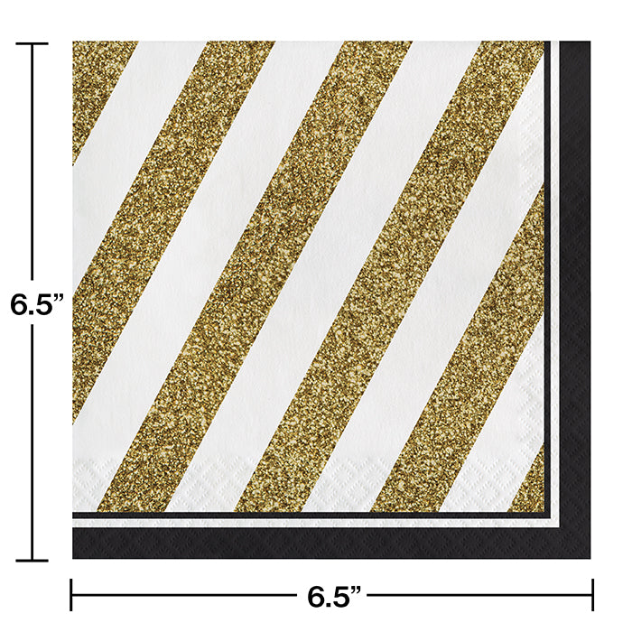 Party Decorations Black And Gold Napkins, 16 ct