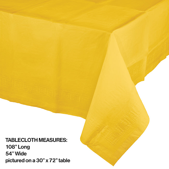 Party Decorations School Bus Yellow Tablecover 54"X 108" Polylined Tissue