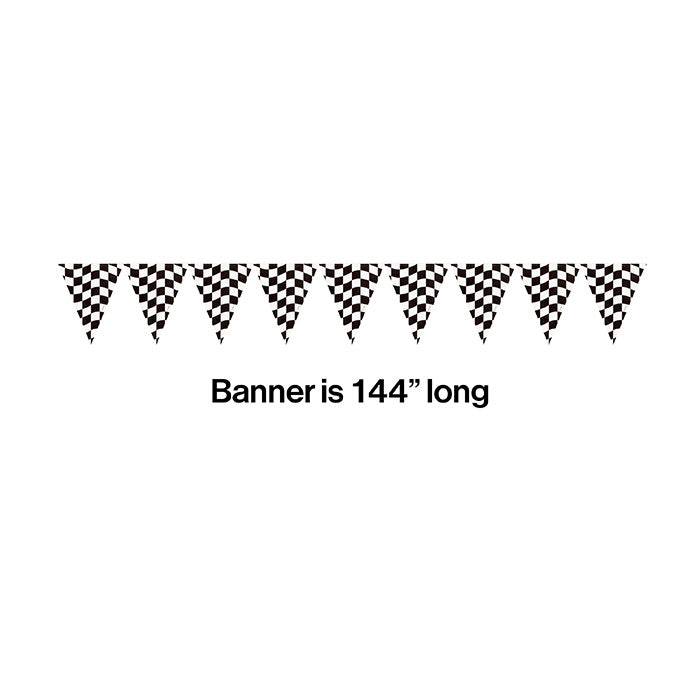 Party Decorations Black And White Check Banner