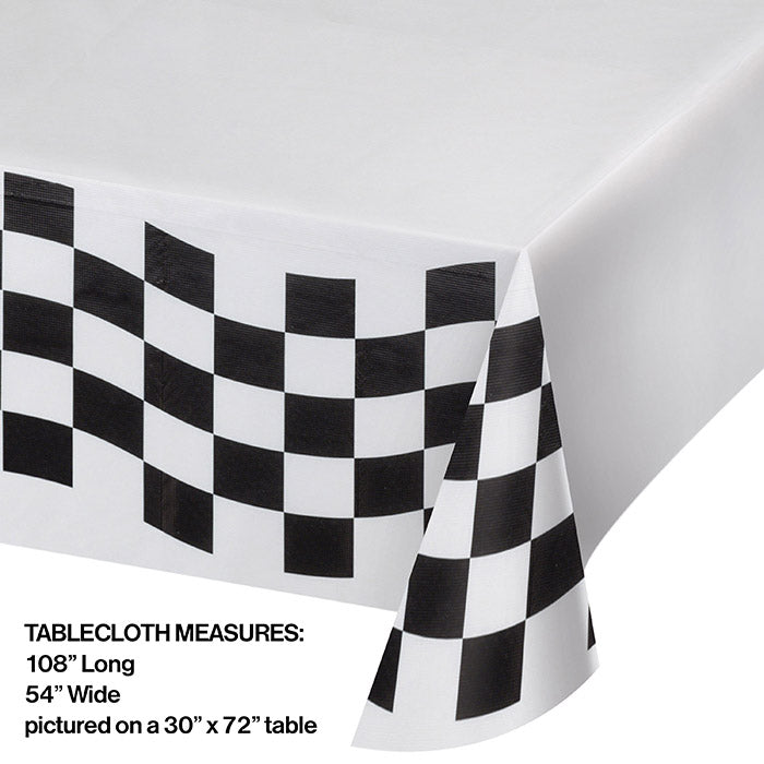 Party Decorations Black And White Check Paper Table Cover, 54" X 102"