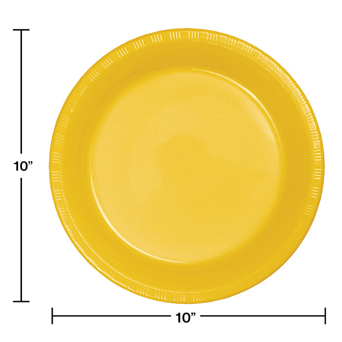 Party Decorations School Bus Yellow Plastic Banquet Plates, 20 ct