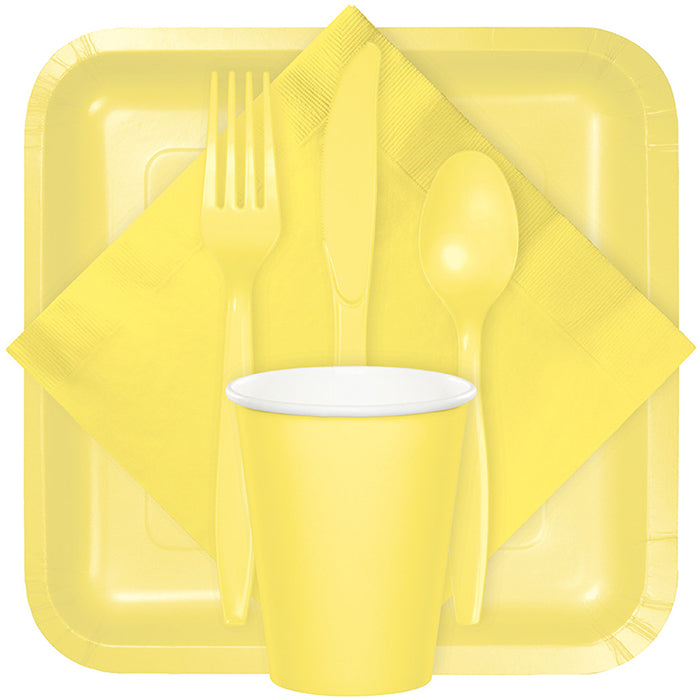 Party Decorations Mimosa Yellow Assorted Plastic Cutlery, 24 ct