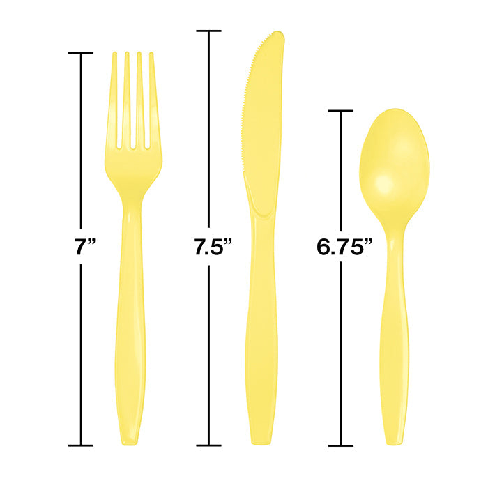 Party Decorations Mimosa Yellow Assorted Plastic Cutlery, 24 ct