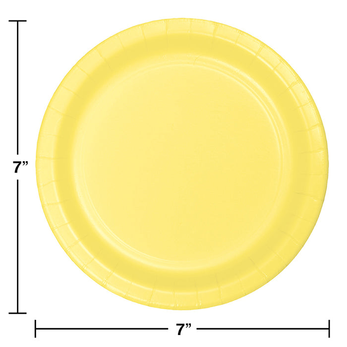 Party Decorations Mimosa Yellow Paper Dessert Plates, 24 ct