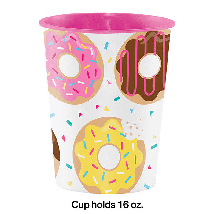 Party Decorations Donut Time Plastic Keepsake Cup 16 Oz.