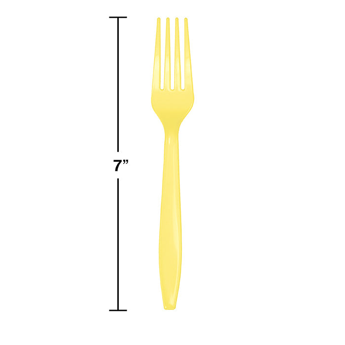 Party Decorations Mimosa Yellow Plastic Forks, 24 ct