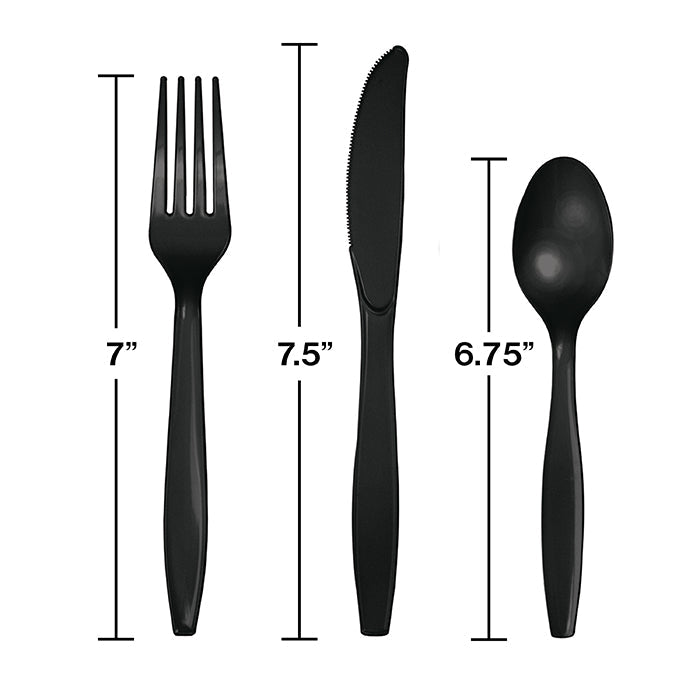 Party Decorations Black Assorted Cutlery Set, 18 ct