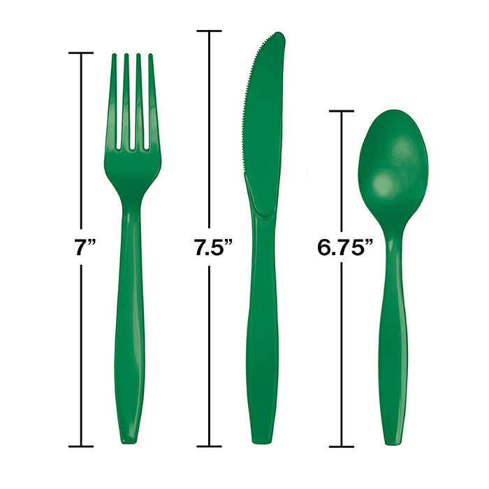 Party Decorations Emerald Green Assorted Cutlery, 18 ct