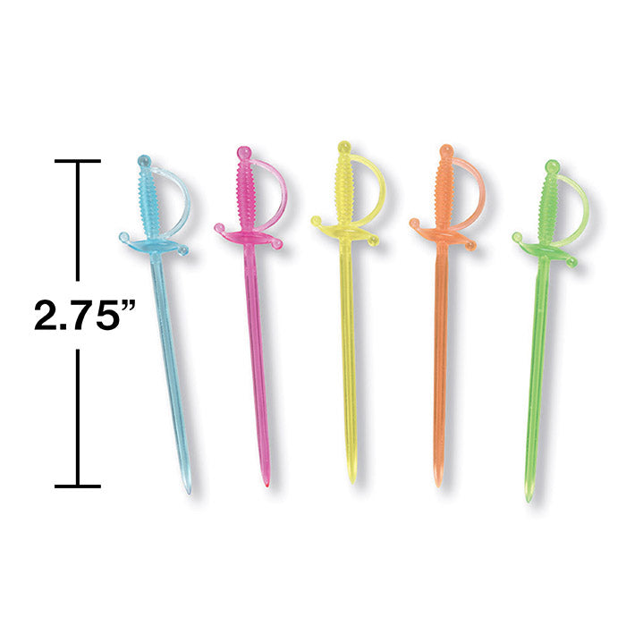 Party Decorations Neon Sword Picks, 36 ct