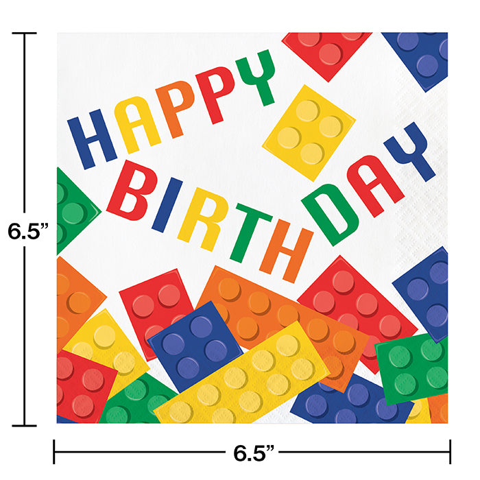 Party Decorations Block Party Birthday Napkins, 16 ct