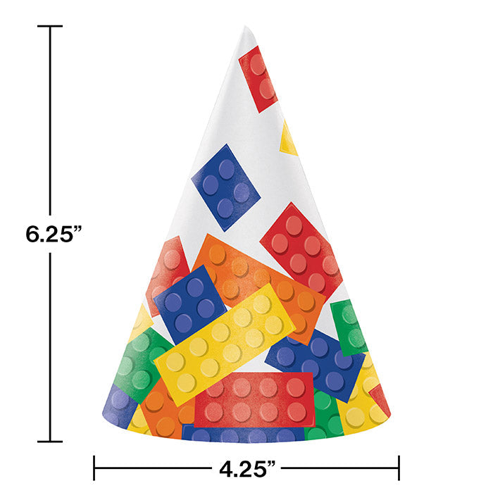 Party Decorations Block Party Party Hats, 8 Count