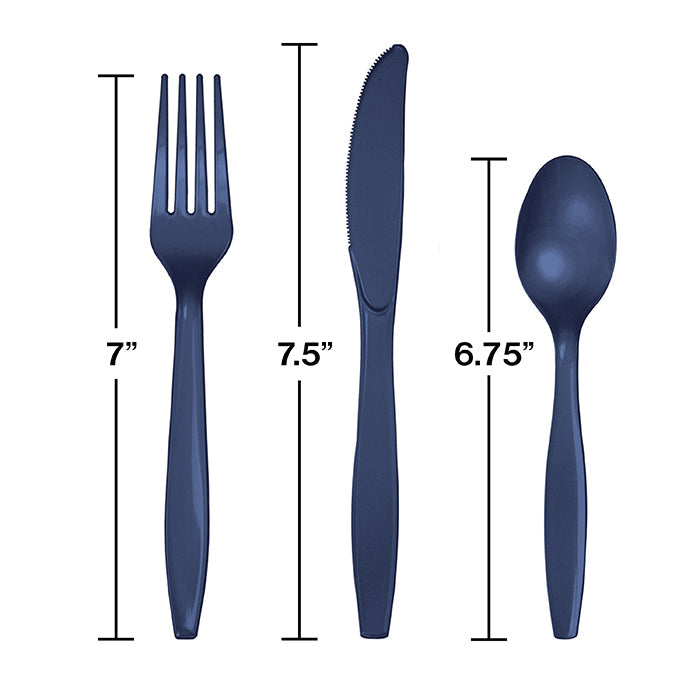 Party Decorations Navy Assorted Plastic Cutlery, 24 ct