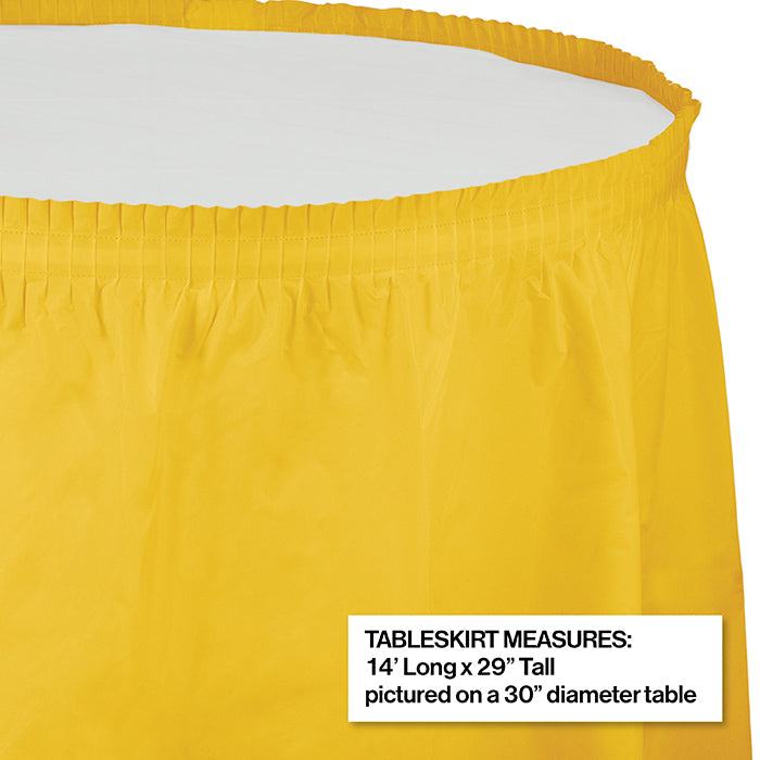 Party Decorations School Bus Yellow Plastic Tableskirt, 14' X 29"