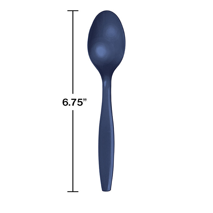 Party Decorations Navy Blue Plastic Spoons, 50 ct