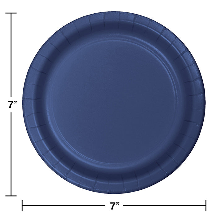 Party Decorations Navy Blue Paper Dessert Plates, 24 ct