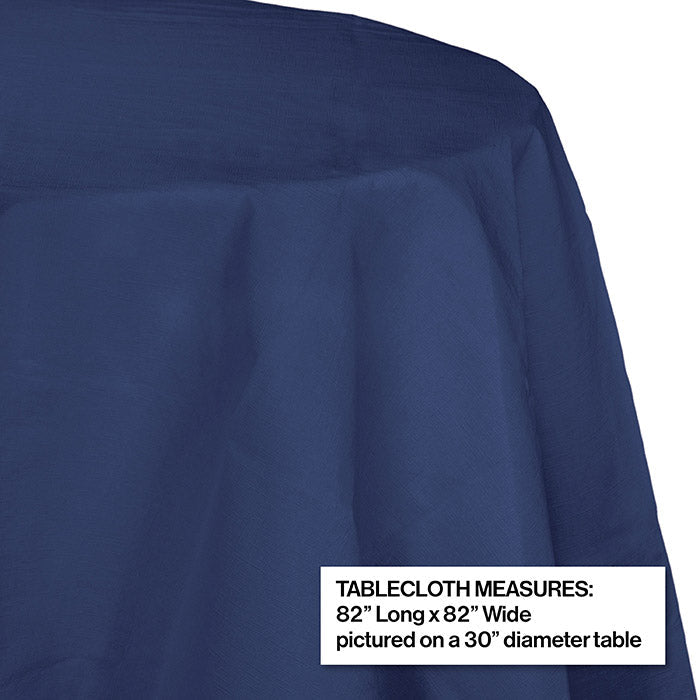 Party Decorations Navy Round Polylined TIssue Tablecover, 82"