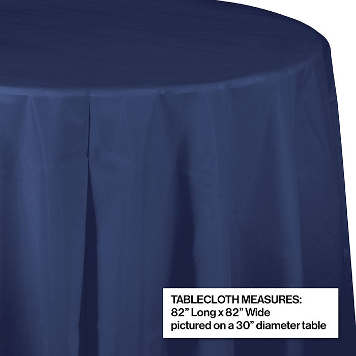 Party Decorations Navy Round PlasticTablecover  82"