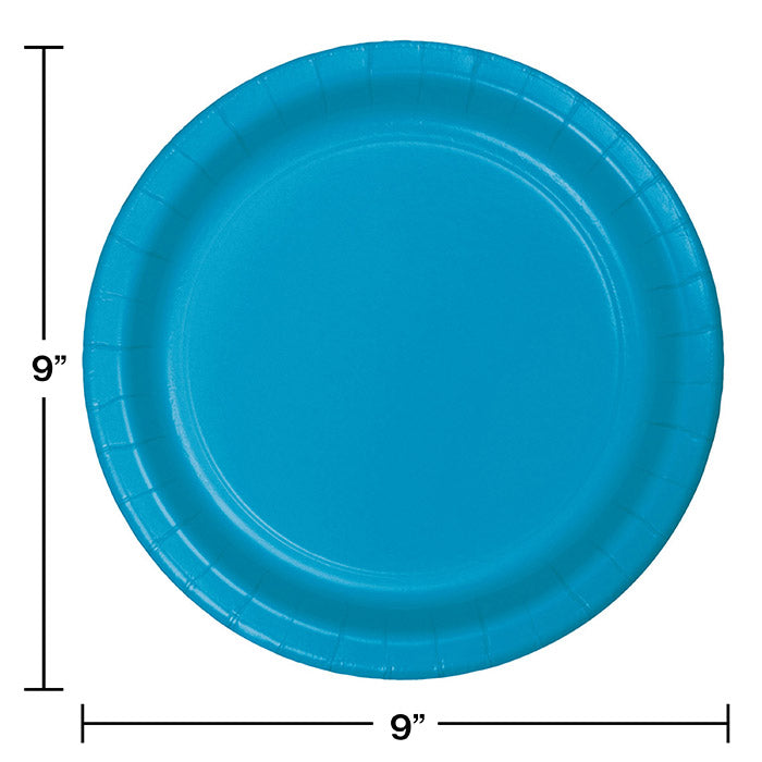 Party Decorations Turquoise Blue Paper Plates, 24 ct