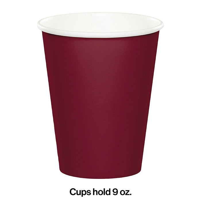 Party Decorations Burgundy Hot/Cold Paper Cups 9 Oz., 24 ct