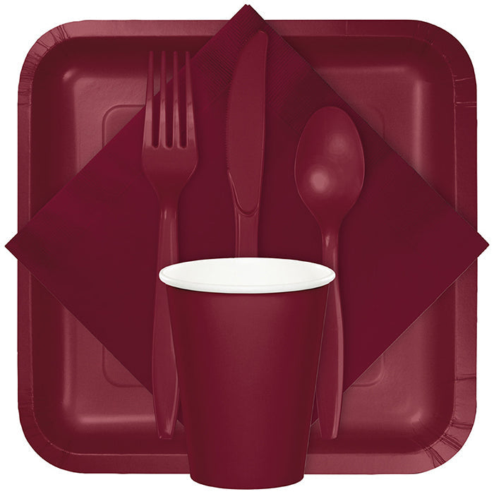 Party Decorations Burgundy Red Assorted Plastic Cutlery, 24 ct