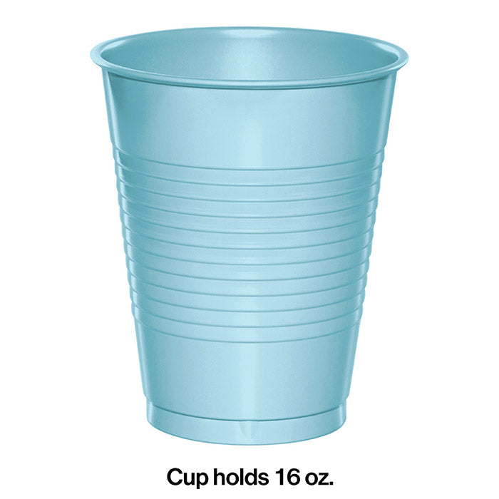 Party Decorations Pastel Blue 16 Oz Plastic Cups, 20 ct