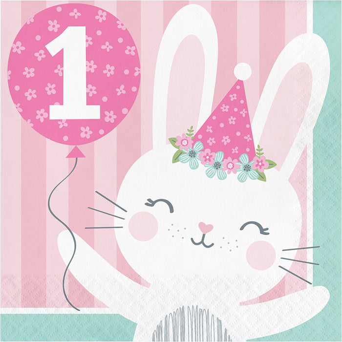 Party Decorations Birthday Bunny 1st Birthday Napkins, 16 ct