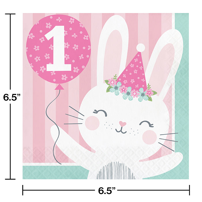 Party Decorations Birthday Bunny 1st Birthday Napkins, 16 ct