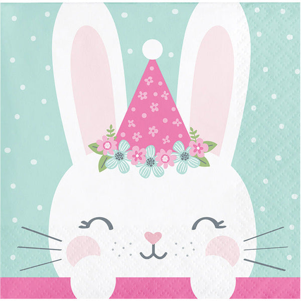 Party Decorations Birthday Bunny Beverage Napkins, 16 ct