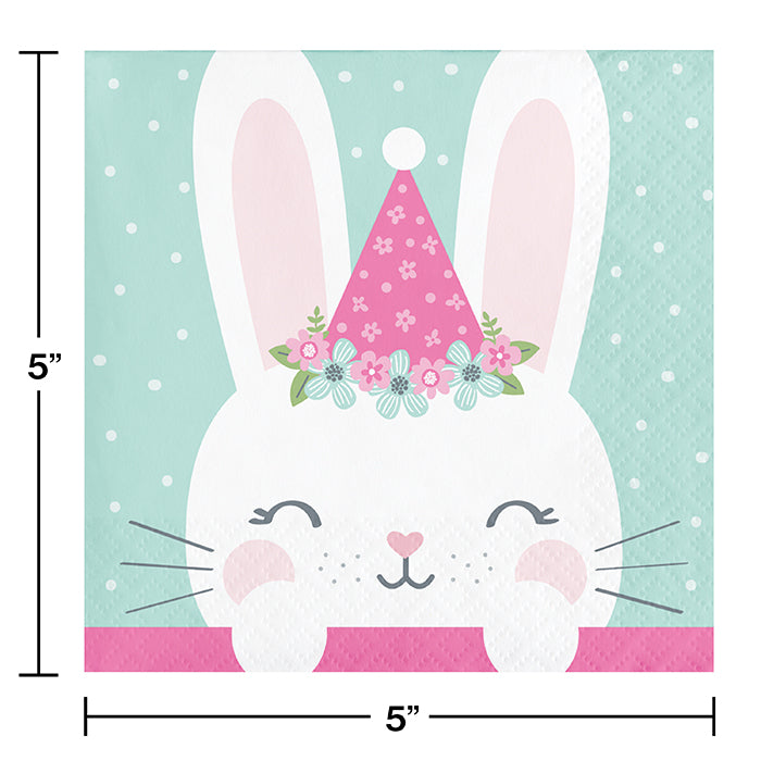 Party Decorations Birthday Bunny Beverage Napkins, 16 ct