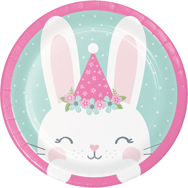 Party Decorations Birthday Bunny Paper Dessert Plates, 8 ct