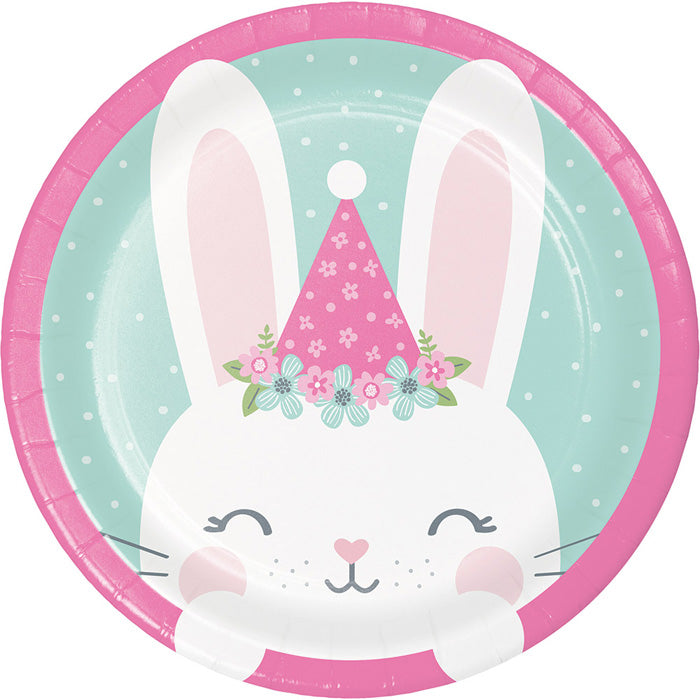 Party Decorations Birthday Bunny Paper Dessert Plates, 8 ct