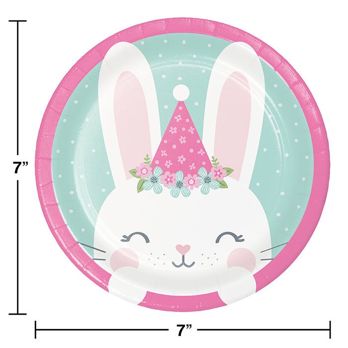 Party Decorations Birthday Bunny Paper Dessert Plates, 8 ct