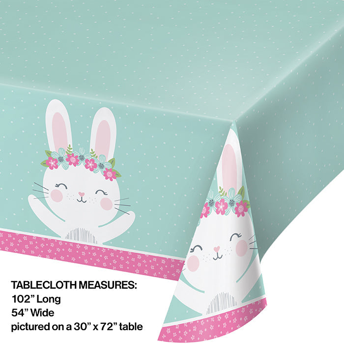 Party Decorations Birthday Bunny Plastic Tablecover All Over Print, 54" X 102"