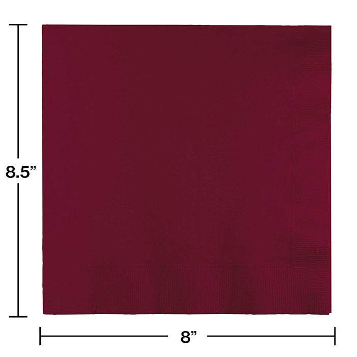 Party Decorations Burgundy Dinner Napkins 3Ply 1/4Fld, 25 ct