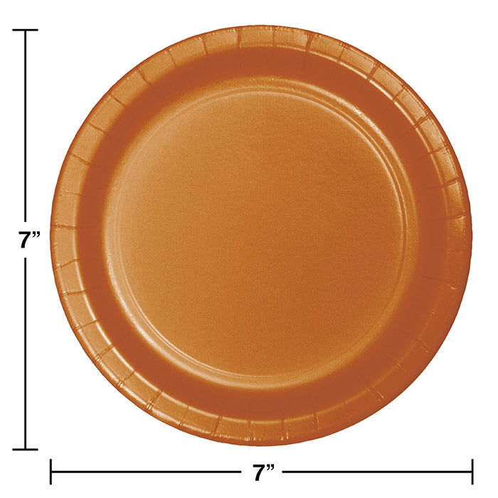 Party Decorations Pumpkin Spice Orange Paper Dessert Plates, 24 ct