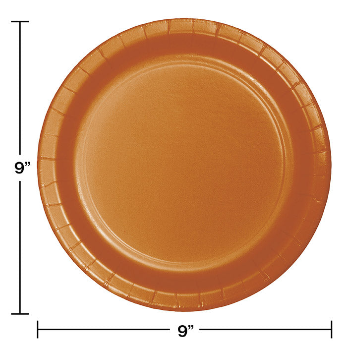 Party Decorations Pumpkin Spice Orange Paper Plates, 24 ct