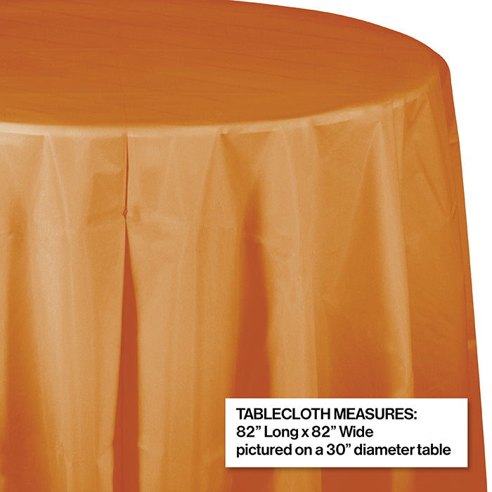 Party Decorations Pumpkin Spice Round Plastic Tablecover, 82"