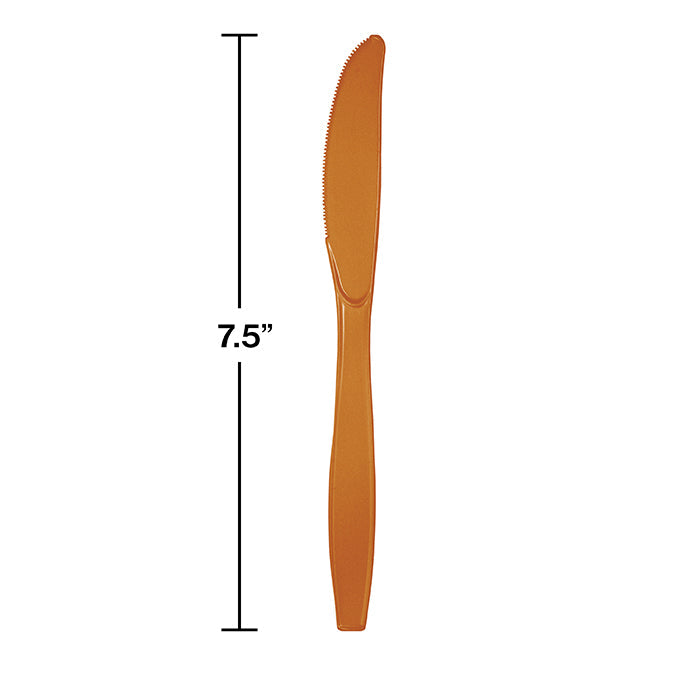 Party Decorations Pumpkin Spice Orange Plastic Knives, 24 ct