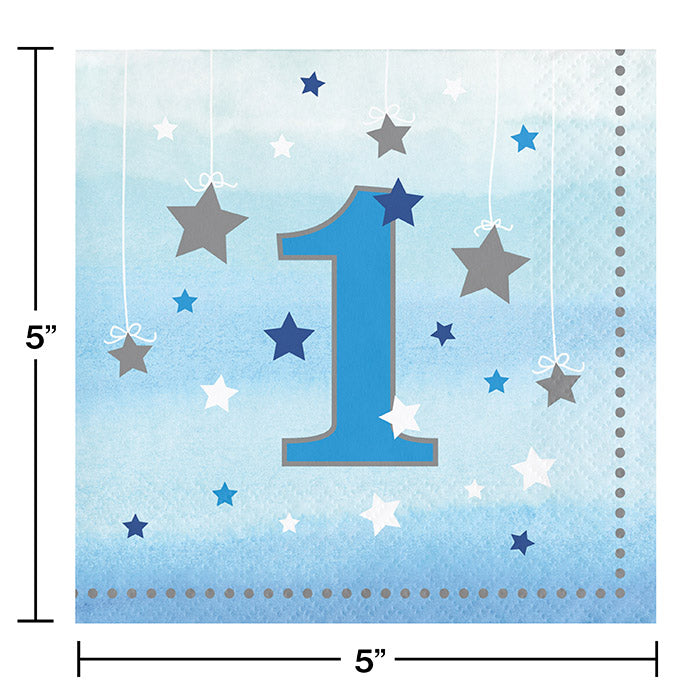 Party Decorations One Little Star Boy 1st Birthday Beverage Napkins, 16 ct