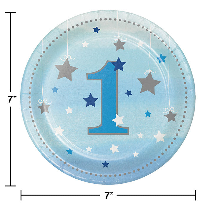 Party Decorations One Little Star Boy 1st Birthday Paper Dessert Plates, 8 ct