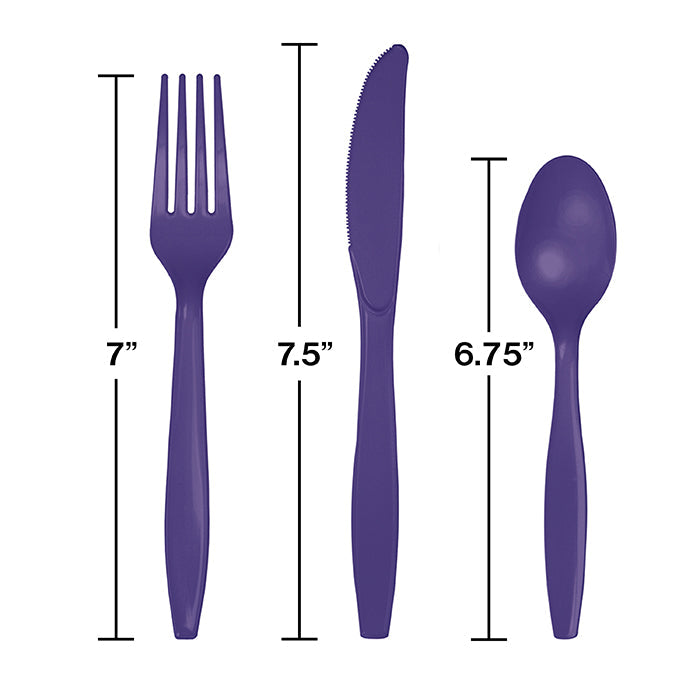 Party Decorations Purple Assorted Plastic Cutlery, 24 ct